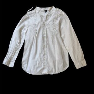 Zara Kids White Textured Cotton Long Sleeve Girls Blouse Shirt 7-8/128